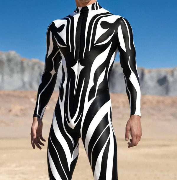 Cool Cyber Armour Jumpsuit Cosplay Bodysuit Steampunk Punk Costume Halloween Party Shows Perfermence Men Zentai Suit