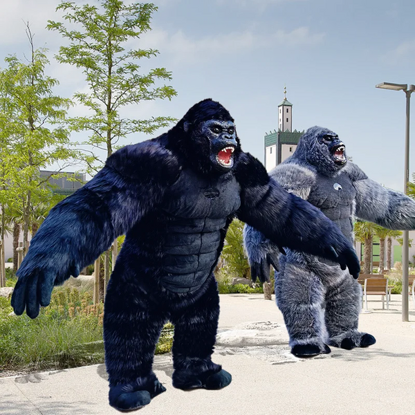 Inflatable King Halloween Kong Costume For Adult Plush Furry Gorilla Mascot Cosplay Costumes Animal Venice Carnival Suit Fursuit