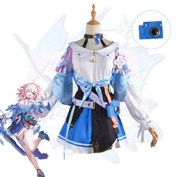 Game Honkaiai Stars Railil 7ths March Cosplay Costumes Uniform Outfit Halloween Party Women Pink Wig March 7th Cosplay Costume Wigs