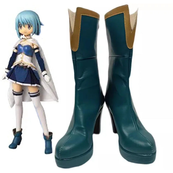 Anime Puellala Magigi Madokaka Magicaca Mikiki Sayakaka Cosplay Shoes Boots Halloween Party Costume Props Blue High Heel for Girls Women