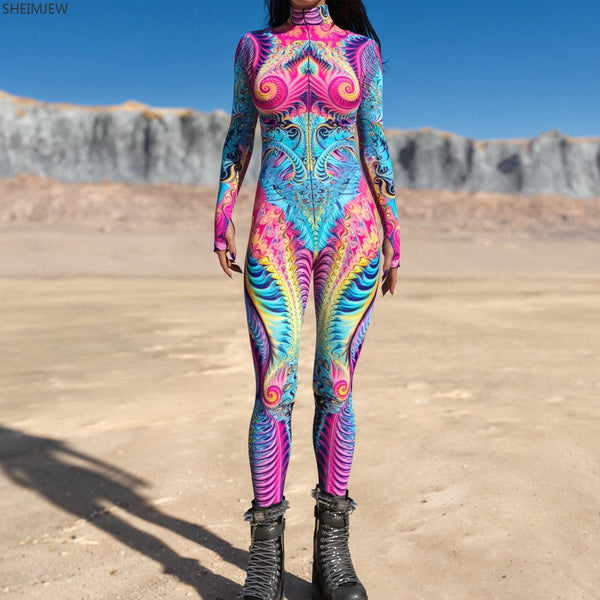 Multicolor Jumpsuit Women Sexy Zentai Suit Gothic Morphsuit Animal Bodysuits Women Rave Costume Halloween Festival Party Outfit