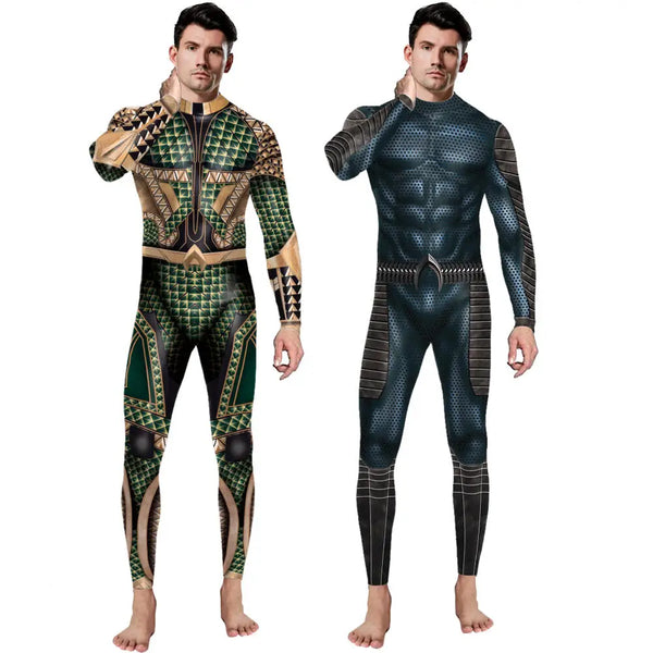 Movie Aquamaning Cosplay Jumpsuit Men Jumpsuit Halloween Muscle Cosplay Costumes Role Playing Dress Up Outfit