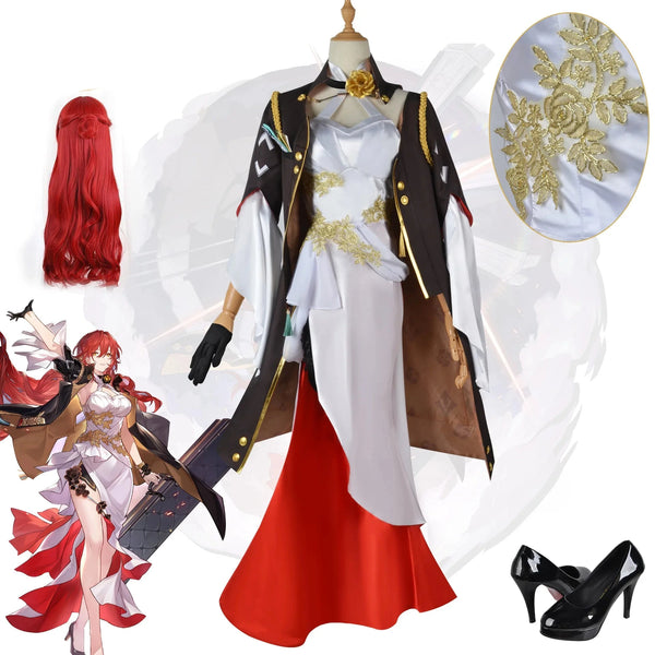 Honkai Star Rail Himeko Cosplay-Kostüm, Spiel Honkai Impact, sexy Damenkleid, Karnevalskostüme, Himeko, komplettes Perückenset 