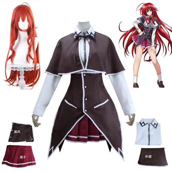 Rias Gremory Cosplay Anime High School D DxD Costume Wig Ruin Princess Halloween Party Set