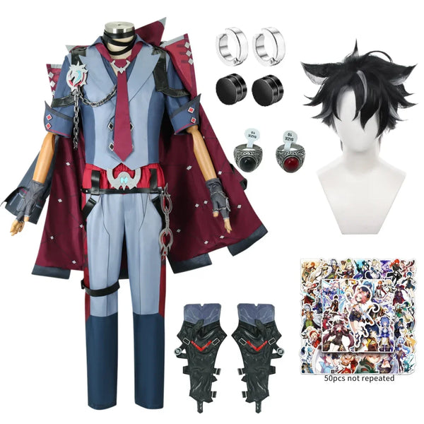 Game Genshin Impact Wrio Fortress of Mero Wriothesley Cosplay Costumes Wig