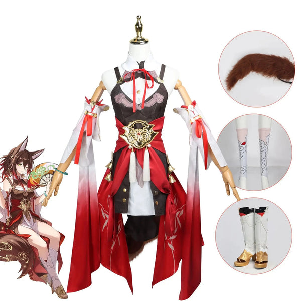 Game Honkaiai Stars Railil Tingyunun Cosplay Costume Wig Anime Red Uniforms Wigs Full Sets Halloween Carnival Women Dress Wig Costumes