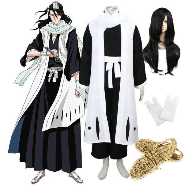 Anime Bleaches 6th Divisions Captains Kuchikiki Byakuyaya Cosplay Costume Kimono Uniform Suit Men's Halloween Clothes