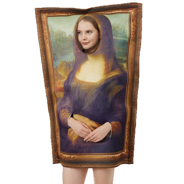 Lustiges Mona Lisa Wandbild Cosplay Kostüm für Erwachsene Unisex Schwamm Overall Halloween Kostüm Klassisches Cosplay Karneval Kostüm