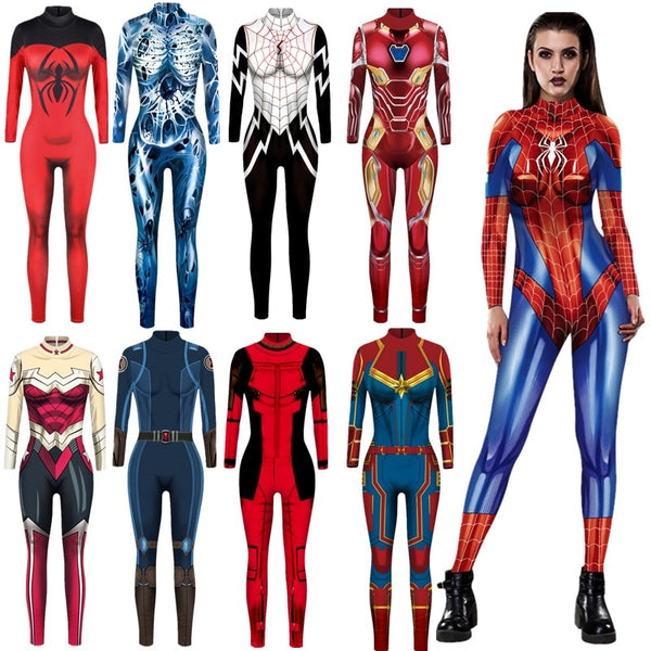 Superhero Eddies Cosplay Brocking Sexy Jumpsuit Catsuit Character Costumes Zentai Halloween Women Bodysuit Fancy Dress