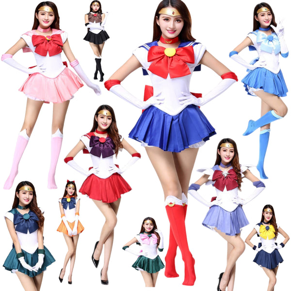 Anime Sailor Cosplay Moon Usaging Tsukinoes Crystal Dress outfits Costume Halloween Party Kid Child Adult Women Plus Size