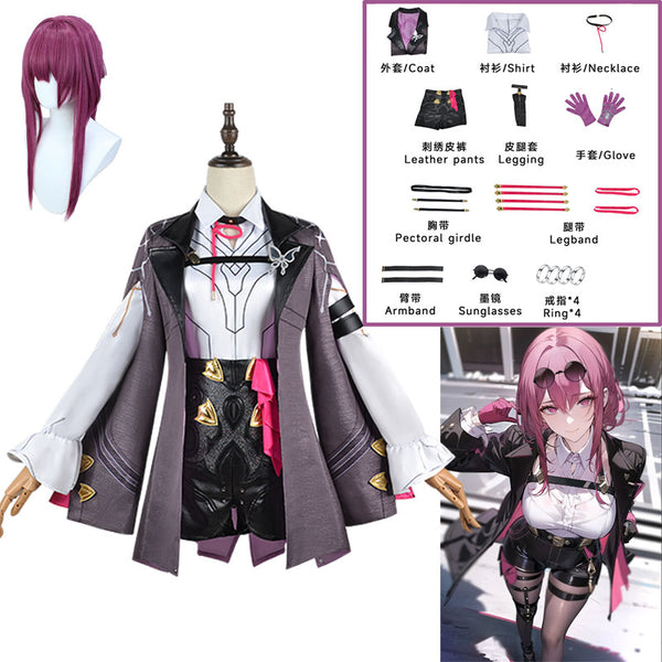 Anime Game Honkaiai Stars Railil Cosplay Kafkaka Honkaiai Cosplay Halloween Party Costume Combat Uniform Role Play Clothing wig full set