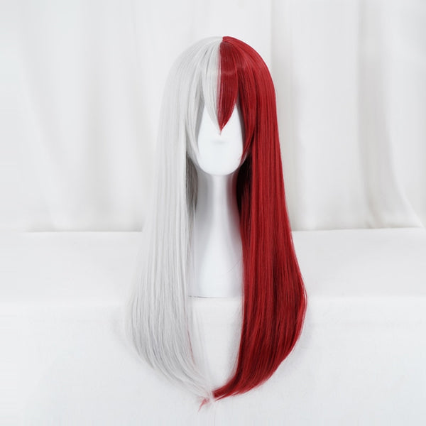 My Heros College Todoroking Shotoes Women Long Wig Cosplay Red and White Hair