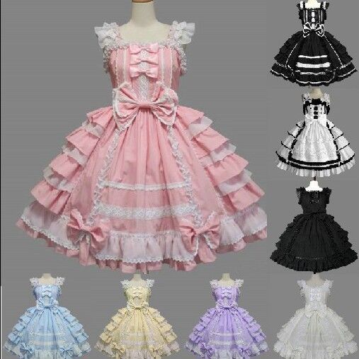 6 Types Princess Girl Dress Halloween Victorian Gothic Lolita Dress Cosplay Costume Layered Women Party Maid Dress