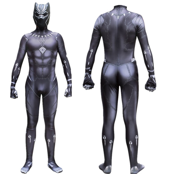 Black Panther T'Challa Wakanda King Cosplay Costume Jumpsuit Fancy Zentai Mask