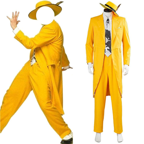 The Masks Jimim Carreyey Cosplay Costume Uniform Outfit Halloween Carnival Yellow Suit