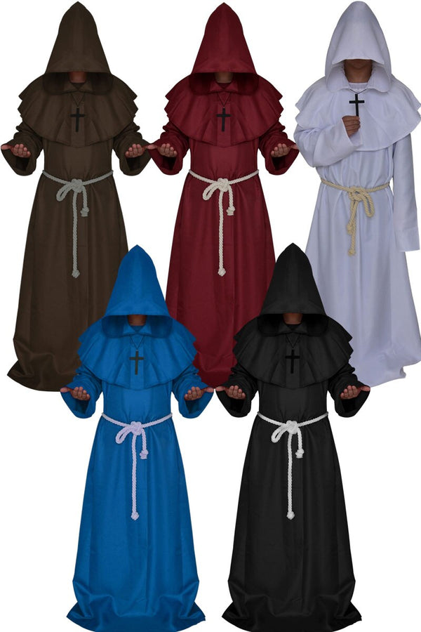 Monk Hooded Friar Medieval Renaissance Priest Halloween Cosplay Robe