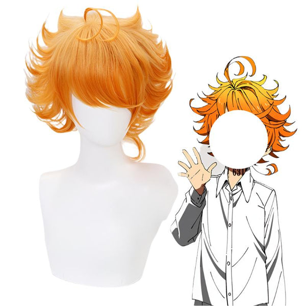 Emmama Cosplay Wig Anime Yakusokuku No Neverlands The Promiseding Neverlands 63194 Orange Heat Resistant Synthetic Hair Wigs + Wig Cap