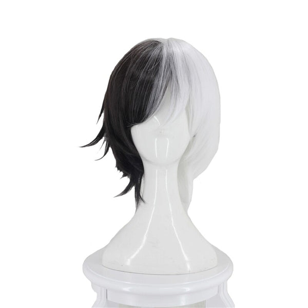 Bungo and Stray Dogs Kyuusaku Yumeno Half Black and White Short Heat Resistance Synthetic Hair Anime Costume Cosplay Wigs+ Wig Cap