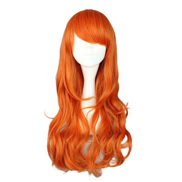 One cos Piece Naming 2 Years Later Orange Long Curly Wig Cosplay Heat Resistant Synthetic Hair Women Party Cosplay Wigs