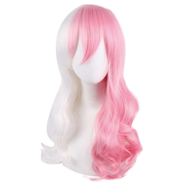 Anime Danganronpapa Monomimi Women Long Curly Cosplay Wig Danganan Ronpapa White Pink Mix Synthetic Hair Halloween Party Costume Wigs