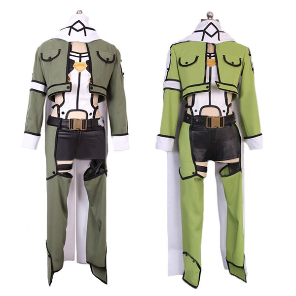 Gun Gale Online Asada Shino Cosplay Sword Art Game Online 2 Sinon Military Costume Sinonon Green White And Black Cos Set Women Men