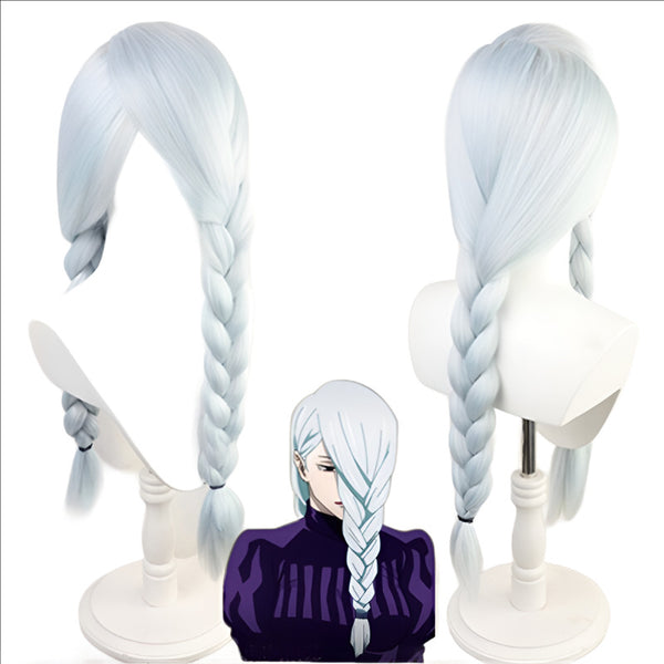 Jujutsusu and Kaisenen Mei Meis Cosplay Wig Light Blue Thick Braids Braided Long Ponytails Synthetic Hair