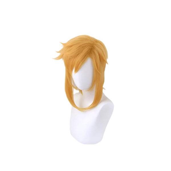 Zeldada Breathes the Wild Wig Links Short Golden Pony tail Heat Resistant Hair Cosplay Wig