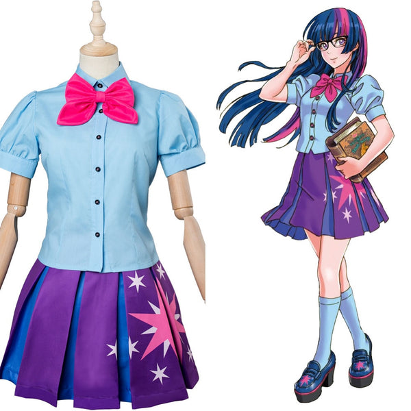 Cosplay Pony Twilight Sparkle Kostüm Schuluniform Rollenspiele Kinder Erwachsene Cosplay Kostüm Halloween Karneval nach Maß