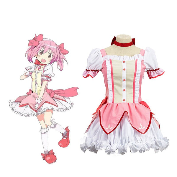 Puellala cos Magi Girls Madokaka Cosplay Magicaca Magical Girl Kanameme Costume Short Ball Dress With Bowknots Cosplay Costume Accessories