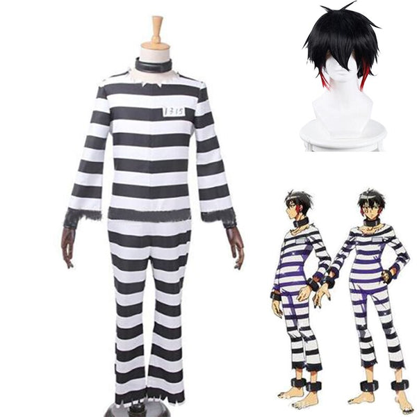 Anime Detentionhousese Nanbakaka Jyugogo Cosplay Costumes Number 15 Prison Uniform Wig Set Synthetic Hair