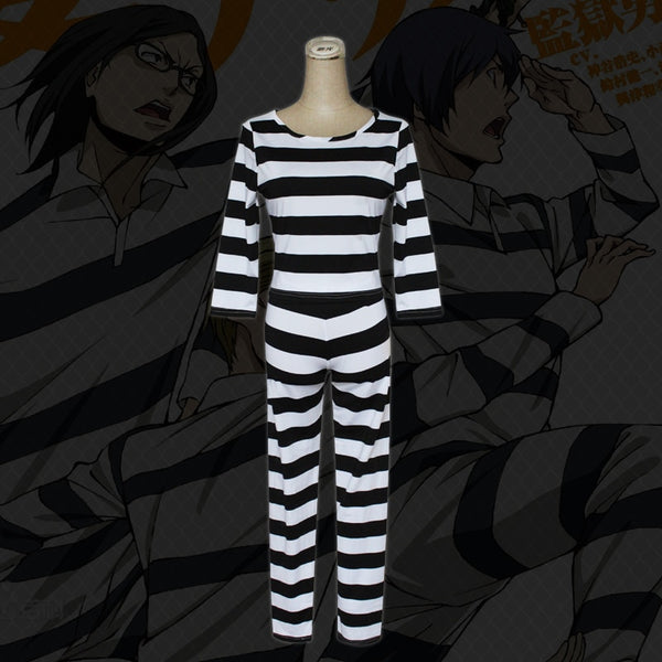 Prison School Cosplay Costume Kangoku Gakuen Fujino Kiyoshi Midorikawa Hana Uniform Women Tops + Pants / Men Jumpsuit