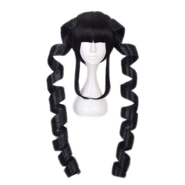 Danganronpapa Celestiaia Ludenbergrg Black Long Curly Ponytails Wig Cosplay Costume Dangann Ronpaa Yasuhiroro Taekoko Hair Party Wigs