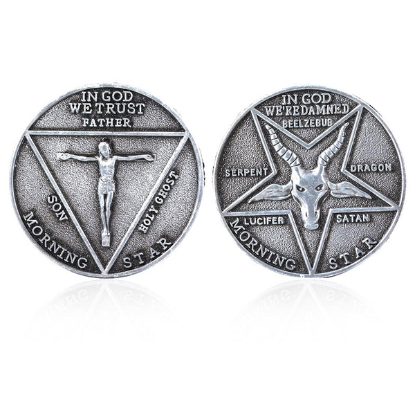 TV Show Lucifer Morningstar Satanic Pentecost Cosplay Coin Commemorative Coin Badge Halloween Metal Accessories Prop Coin