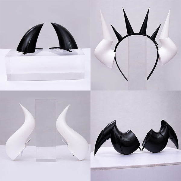 Game Helltaker Lucifer Pandemonica Beezlebub Cosplay Horns Crown Headband Head Clip Headwear Hairwear Cosplay Props Accessories