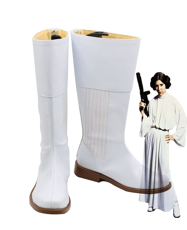 Princess Leia Organa Solo Cosplay Shoes White Boots Custom Made