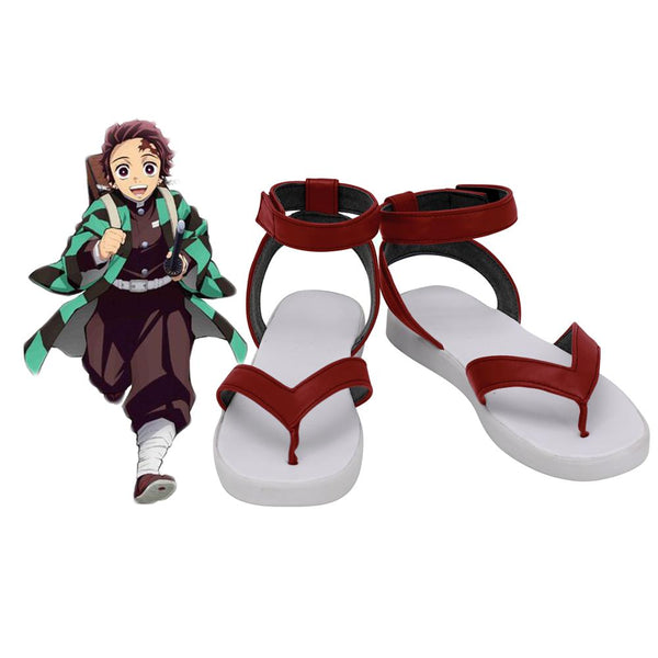 Demons cos Slayers Tanjiroro Kamadodo Shoes Cosplay Kimetsusu Yaibaba Kamadodo Tanjiroro Cosplay Shoes Red Sandals