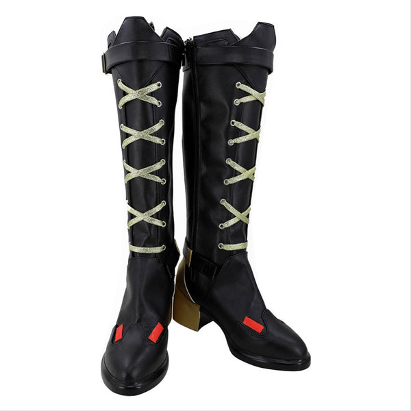 OWs Ashehe Elizabethth Caledoniaia Cosplay Shoes Black High Boots Adult Halloween Cosplay Props Women Girls Shoes Custom Made