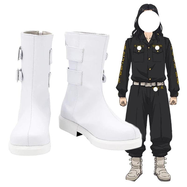 Anime Revengersrs KEISUKEke Tokyo BAJIji Cosplay Halloween Party Shoes Swastikaka Sanono Manjiroro White Short Boots For Adult Women Men