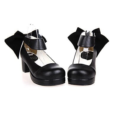 Handmade Black PU Leather 4.5cm High Heel Classic Lolitas Shoes